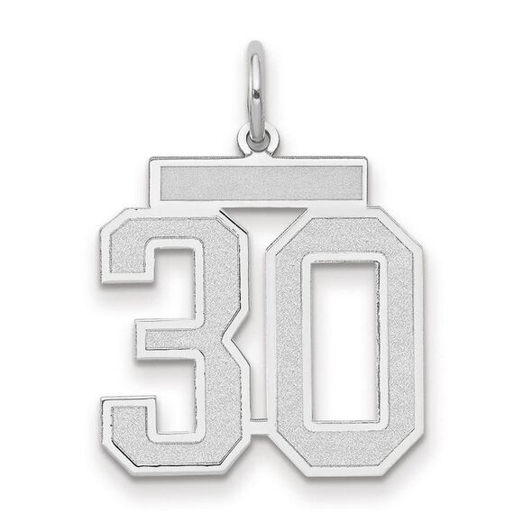 14k White Gold Jersey Collection Medium Number 30 Pendant